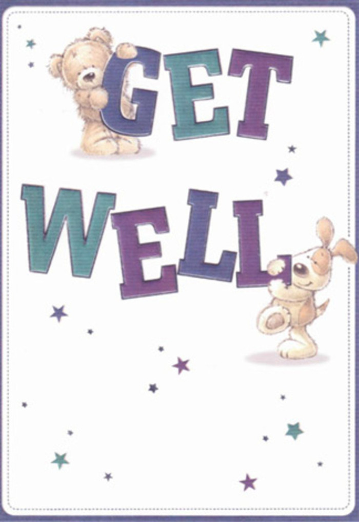 Carefree good wishes ripple through this beautifully composed get well card, perfectly capturing the spirit of healing so valued in Greenwich. At its core, two amiable companions-a plush, golden bear and an affectionate puppy with oversized, velvety ears-gather under a gentle array of playful stars. These stars, scattered in hues of soft purple and aquamarine, appear to float on a fresh, airy canvas, their dance like spring petals in a Greenwich garden. Bold, oversized typography in confident purples and teals anchors the centre of the card, expressing unshakable reassurance. The bear's fur and the puppy's inviting texture give a touchable dimension, inviting thoughts of comfort akin to holding a hand-tied bouquet from your local Greenwich florist. Picture this card sent along with vibrant seasonal stems to a loved one recovering in Westcombe Park or the lively streets near the Cutty Sark. Each brushstroke feels as composed and intentional as a well-balanced floral arrangement, making this design a sincere messenger of backbone and cheer. Lightness, hope, and heartfelt care-these qualities blend seamlessly, reflecting the warmth and close-knit community spirit of Greenwich that makes recovery a little less lonely.